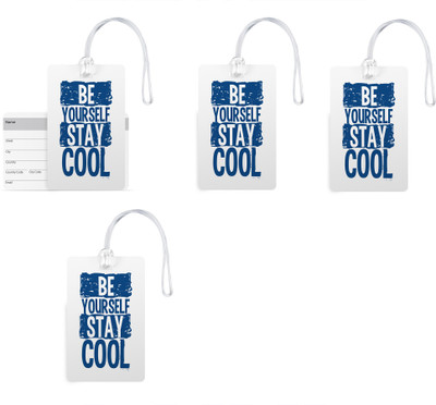 

100yellow Luggage Tags- Quote Printed Designer Gloss Finish PVC Bag Tag with Silicon Strap- Ideal For Travel-Pack Of 4 Luggage Tag(Multicolor)