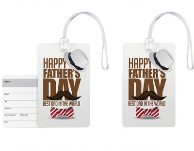 

100yellow Luggage Tags- Best Dad In The World Print Gloss Finish PVC Bag Tag with Silicon Strap- Gift For Father-Pack Of 2 Luggage Tag(Multicolor)