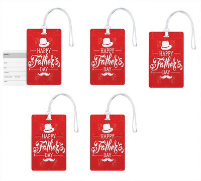

100yellow Luggage Tags- Happy Father’s Day Print Gloss Finish PVC Bag Tag with Silicon Strap- Gift For Father-Pack Of 5 Luggage Tag(Multicolor)