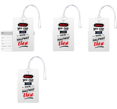 

100yellow Luggage Tags- Motivational Print High Quality PVC Bag Tag with Silicon Strap- Ideal For Travel-Pack Of 4 Luggage Tag(Multicolor)