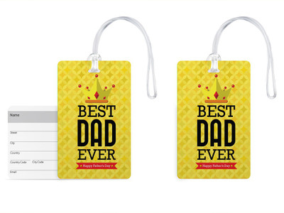 

100yellow Luggage Tags- Best Dad Ever Printed Gloss Finish PVC Bag Tag with Silicon Strap- Gift For Father-Pack Of 2 Luggage Tag(Multicolor)