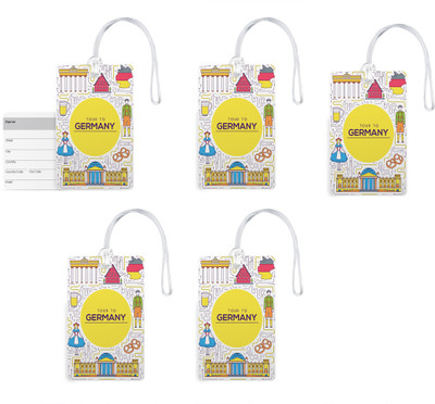

100yellow Luggage Tags- Printed High Quality Gloss Finish PVC Bag Tag with Silicon Strap- Ideal For Gift-Pack Of 5 Luggage Tag(Multicolor)