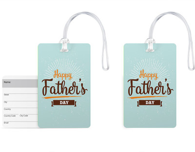 

100yellow Luggage Tags- Happy Father’s Day Print Gloss Finish PVC Bag Tag with Silicon Strap- Gift For Father-Pack Of 2 Luggage Tag(Multicolor)