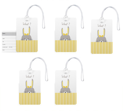 

100yellow Luggage Tags- Designer Printed High Quality Gloss Finish PVC Bag Tag with Silicon Strap- Ideal For Travel-Pack Of 5 Luggage Tag(Multicolor)