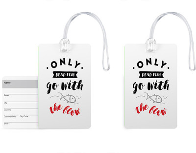 

100yellow Luggage Tags- Quote Printed Premium Quality Gloss Finish PVC Bag Tag with Silicon Strap- Ideal For Travel-Pack Of 2 Luggage Tag(Multicolor)