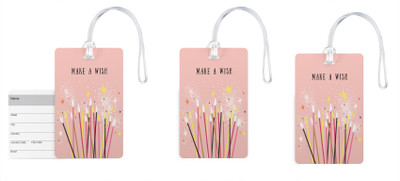 

100yellow Luggage Tags Make a Wish Print Premium PVC Bag Tag with Silicon Strap By 100yellow- For Travel-Pack Of 3 Luggage Tag(Multicolor)