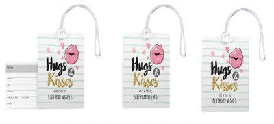 

100yellow Luggage Tags- Hugs & Kisses Print High Quality PVC Tag with Silicon Strap- Ideal For Gift-Pack Of 3 Luggage Tag(Multicolor)