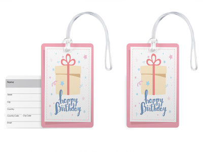 

100yellow Luggage Tags - Happy Birthday Printed Gloss Finish PVC with Silicon Strap Bag Tag – Ideal for Gift-Pack Of 2 Luggage Tag(Multicolor)