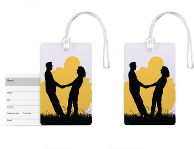 

100yellow Luggage Tags- Designer Printed High Quality Gloss Finish PVC Bag Tag with Silicon Strap- Ideal For Travel-Pack Of 2 Luggage Tag(Multicolor)