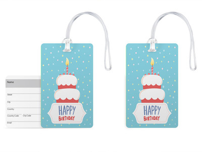 

100yellow Luggage Tag- Happy Birthday Print High Quality PVC Travel/Bag Tag with Silicon Strap-100yellow-Pack Of 2 Luggage Tag(Multicolor)