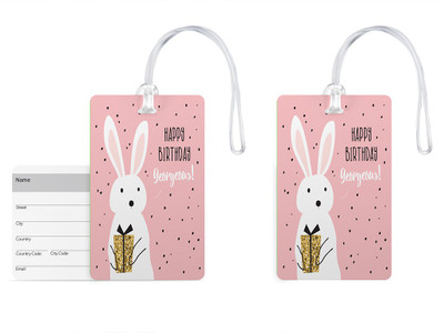 

100yellow Luggage Tags- Happy Birthday Gorgeous Print PVC Bag Tag with Silicon Strap- Ideal For Gift-Pack Of 2 Luggage Tag(Multicolor)