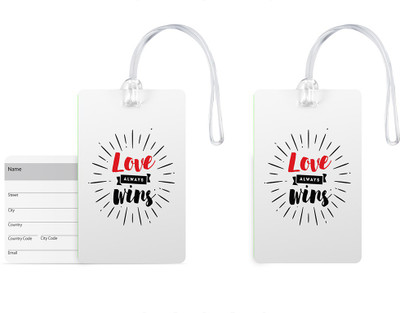 

100yellow Luggage Tags- Love Always Wins Print High Quality PVC Tag with Silicon Strap- Ideal For Gift-Pack Of 2 Luggage Tag(Multicolor)