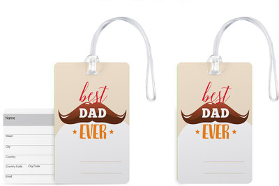 

100yellow Luggage Tags- Best Dad Ever Printed Gloss Finish PVC Bag Tag with Silicon Strap- Gift For Father-Pack Of 2 Luggage Tag(Multicolor)