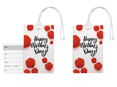 

100yellow Luggage Tags- Happy Mother’s Day Printed Fancy PVC Bag Tag with Silicon Strap- Gift For Mother-Pack Of 2 Luggage Tag(Multicolor)