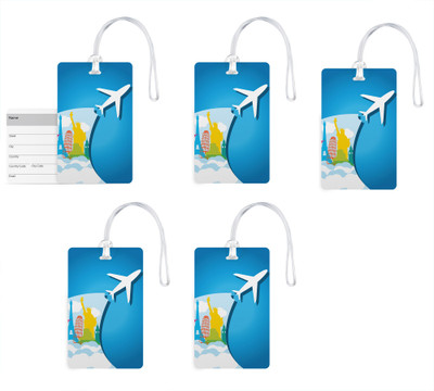 

100yellow Luggage Tags- Printed High Quality Gloss Finish PVC Bag Tag with Silicon Strap- Ideal For Travel-Pack Of 5 Luggage Tag(Multicolor)