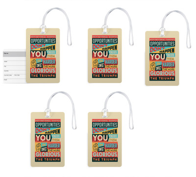

100yellow Luggage Tags- Motivational Printed Gloss Finish PVC Bag Tag with Silicon Strap- Ideal For Travel-Pack Of 5 Luggage Tag(Multicolor)