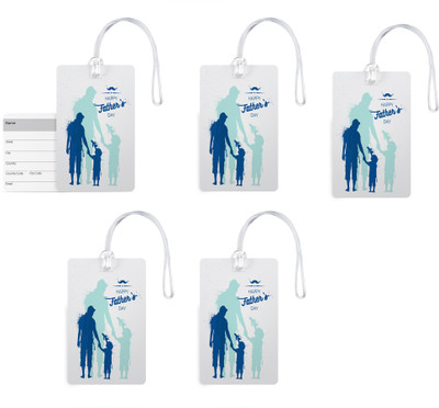 

100yellow Luggage Tags- Happy Father’s Day Print Gloss Finish PVC Bag Tag with Silicon Strap- Gift For Father-Pack Of 5 Luggage Tag(Multicolor)