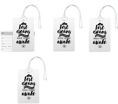 

100yellow Luggage Tags- Motivational Print High Quality PVC Bag Tag with Silicon Strap- Ideal For Travel-Pack Of 4 Luggage Tag(Multicolor)