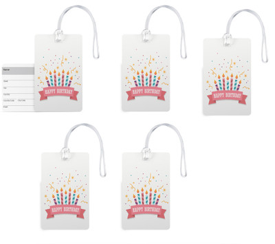

100yellow Luggage Tags - Happy Birthday Printed PVC with Silicon Strap Travel/Bag Tag – Ideal for Travel-Pack Of 5 Luggage Tag(Multicolor)