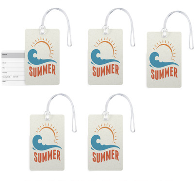 

100yellow Luggage Tags- Summer Print High Quality Gloss Finish PVC Bag Tag with Silicon Strap- Ideal For Travel-Pack Of 5 Luggage Tag(Multicolor)