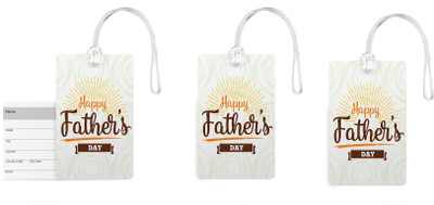 

100yellow Luggage Tags- Happy Father’s Day Print Gloss Finish PVC Bag Tag with Silicon Strap- Gift For Father-Pack Of 3 Luggage Tag(Multicolor)