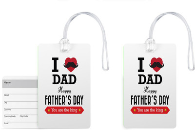 

100yellow Luggage Tags- I Love Dad Printed Gloss Finish PVC Bag Tag with Silicon Strap- Gift For Father-Pack Of 2 Luggage Tag(Multicolor)