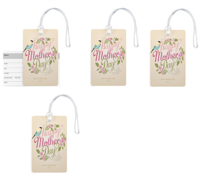 

100yellow Luggage Tags- Happy Mother’s Day Print Gloss Finish PVC Bag Tag with Silicon Strap- Gift For Mother-Pack Of 4 Luggage Tag(Multicolor)