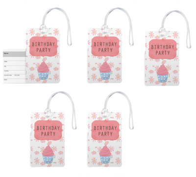 

100yellow Luggage Tags – Birthday Party Print Premium Gloss Finish PVC with Silicon Strap Bag Tag- Ideal For Gift-Pack Of 5 Luggage Tag(Multicolor)