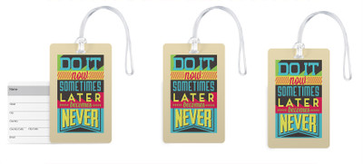 

100yellow Luggage Tags- Motivational Printed Gloss Finish PVC Bag Tag with Silicon Strap- Ideal For Travel-Pack Of 3 Luggage Tag(Multicolor)