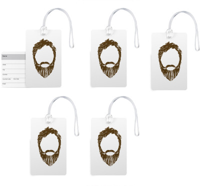 

100yellow Luggage Tags- Designer Beard Print PVC Bag Tag with Silicon Straps Address Label-Pack Of 5 Luggage Tag(Multicolor)