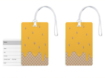 

100yellow Luggage Tags- Designer Printed High Quality Gloss Finish PVC Bag Tag with Silicon Strap- Ideal For Travel-Pack Of 2 Luggage Tag(Multicolor)