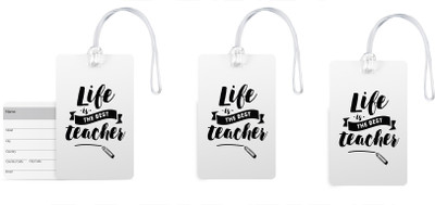 

100yellow Luggage Tags- Inspirational Printed Gloss Finish PVC Bag Tag with Silicon Strap- Ideal For Travel-Pack Of 3 Luggage Tag(Multicolor)