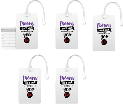 

100yellow Luggage Tags- Motivational Printed Gloss Finish PVC Bag Tag with Silicon Strap- Ideal For Travel-Pack Of 5 Luggage Tag(Multicolor)