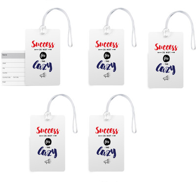 

100yellow Luggage Tags- Motivational Printed Gloss Finish PVC Bag Tag with Silicon Strap- Ideal For Travel-Pack Of 5 Luggage Tag(Multicolor)