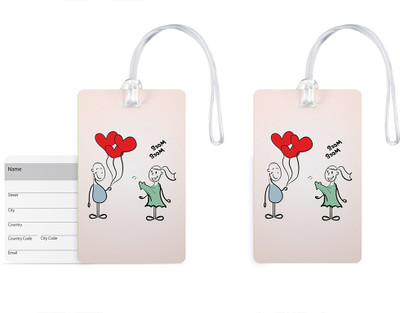 

100yellow Luggage Tags- Designer Printed High Quality Gloss Finish PVC Bag Tag with Silicon Strap- Ideal For Travel-Pack Of 2 Luggage Tag(Multicolor)