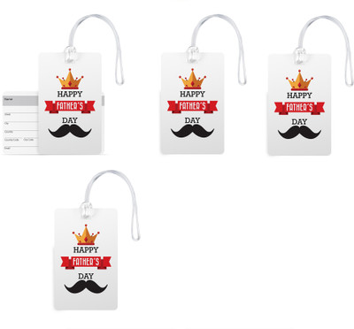 

100yellow Luggage Tags- Happy Father’s Day Print Premium Quality PVC Bag Tag with Silicon Strap- Gift For Father-Pack Of 4 Luggage Tag(Multicolor)