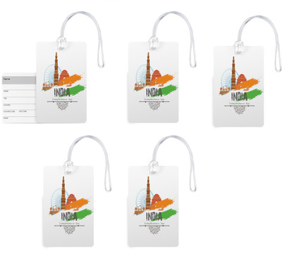 

100yellow Luggage Tags- Printed High Quality Gloss Finish PVC Bag Tag with Silicon Strap- Ideal For Gift-Pack Of 5 Luggage Tag(Multicolor)