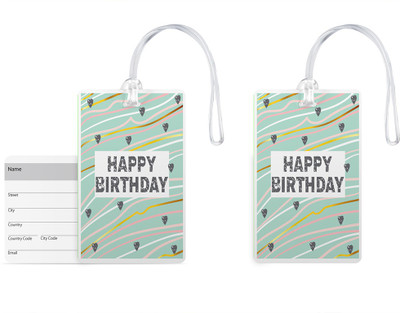 

100yellow 100yellow -Happy Birthday Printed Luggage Tags PVC Bag Tag with Silicon Strap- Ideal For Gift-Pack Of 2 Luggage Tag(Multicolor)
