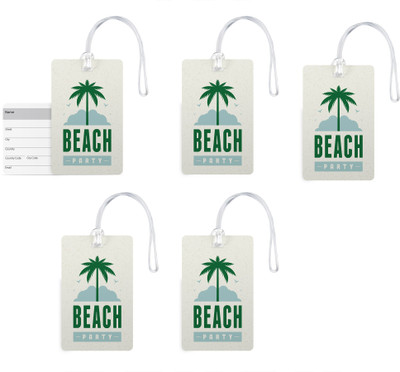 

100yellow Luggage Tags- Beach Party Print High Quality Gloss Finish PVC Bag Tag with Silicon Strap- Ideal For Travel-Pack Of 5 Luggage Tag(Multicolor)