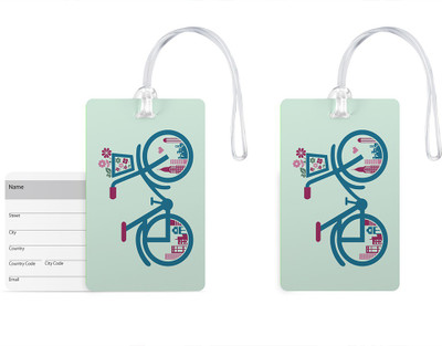 

100yellow Luggage Tags- Printed High Quality Gloss Finish PVC Bag Tag with Silicon Strap- Ideal For Travel-Pack Of 2 Luggage Tag(Multicolor)