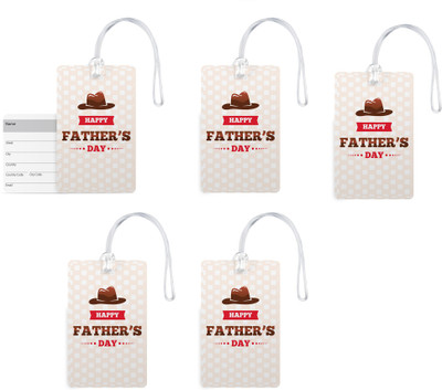 

100yellow Luggage Tags- Happy Father’s Day Print Premium Quality PVC Bag Tag with Silicon Strap- Gift For Father-Pack Of 5 Luggage Tag(Multicolor)