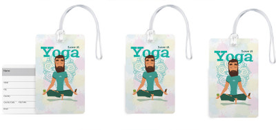 

100yellow Luggage Tags- Love It Yoga Printed High Quality PVC Tag with Silicon Strap- Ideal For Travel-Pack Of 3 Luggage Tag(Multicolor)