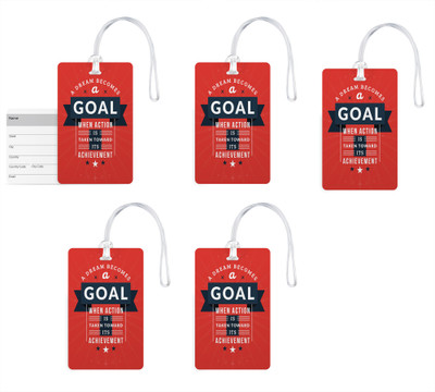 

100yellow Luggage Tags- Inspirational Printed Gloss Finish PVC Bag Tag with Silicon Strap- Ideal For Travel-Pack Of 5 Luggage Tag(Multicolor)