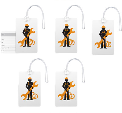 

100yellow Luggage Tags- Designer Printed High Quality Gloss Finish PVC Bag Tag with Silicon Strap- Ideal For Travel-Pack Of 5 Luggage Tag(Multicolor)