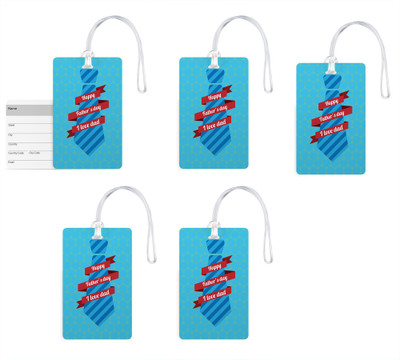 

100yellow Luggage Tags- I Love Dad Printed Gloss Finish PVC Bag Tag with Silicon Strap- Gift For Father-Pack Of 5 Luggage Tag(Multicolor)