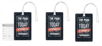 

100yellow Luggage Tags- Motivational Printed Gloss Finish PVC Bag Tag with Silicon Strap- Ideal For Travel-Pack Of 3 Luggage Tag(Multicolor)