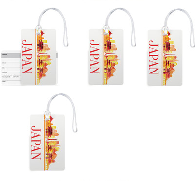 

100yellow Luggage Tags- Printed Premium Quality Gloss Finish PVC Bag Tag with Silicon Strap- Ideal For Travel-Pack Of 4 Luggage Tag(Multicolor)