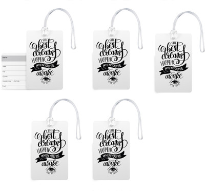 

100yellow Luggage Tags- Motivational Printed Gloss Finish PVC Bag Tag with Silicon Strap- Ideal For Travel-Pack Of 5 Luggage Tag(Multicolor)