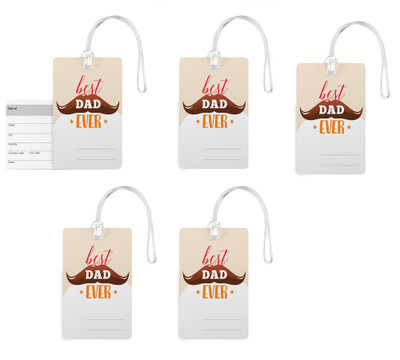 

100yellow Luggage Tags- Best Dad Ever Printed Gloss Finish PVC Bag Tag with Silicon Strap- Gift For Father-Pack Of 5 Luggage Tag(Multicolor)