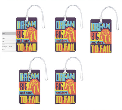 

100yellow Luggage Tags- Motivational Print High Quality PVC Bag Tag with Silicon Strap- Ideal For Travel-Pack Of 5 Luggage Tag(Multicolor)